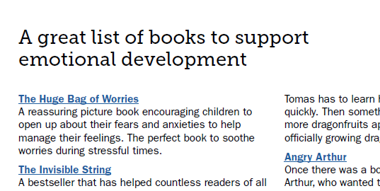 A great list of books to support emotional development